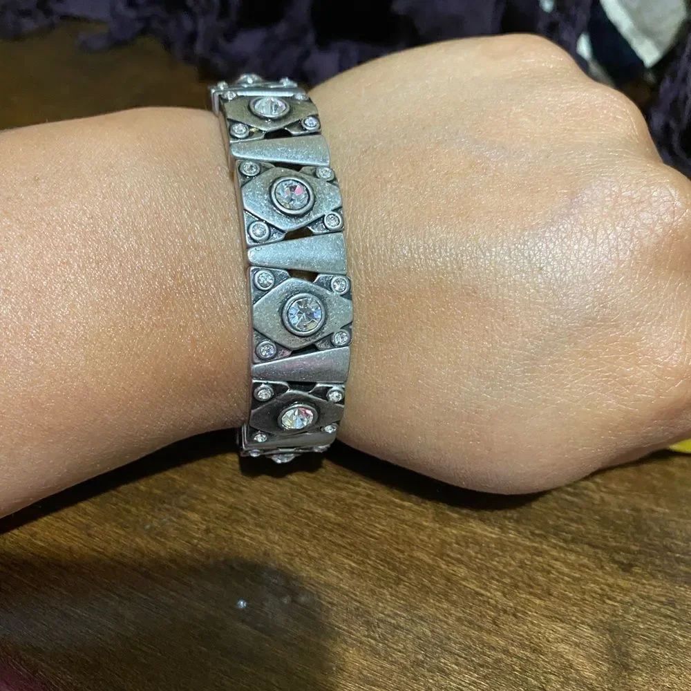 Lia Sophia "Matrix" Matte Silver w/Cut Crystals Stretch Bracelet